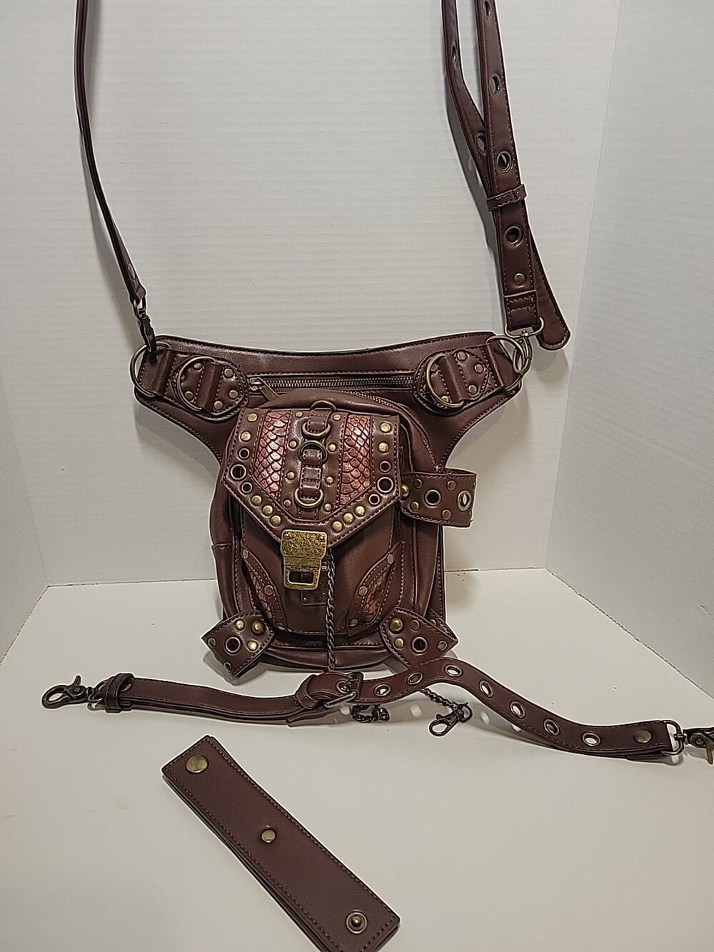 Gothic Steel Master Crossbody Bag Purse Belt Waist Bag Biker Steampunk Goth NEW